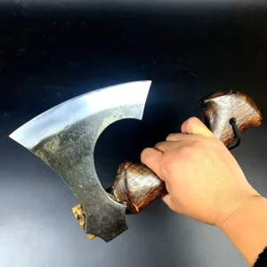 Hand Forged Industrial Grade Camping Axe Hatchet Tactical Tomahawk Splitting Axe Leather Sheath for Woodworking Outdoor Use