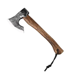 Hand Forged Viking Hunting Axe with High Carbon Steel Blade and Waterproof Wooden Handle