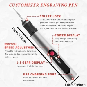 Hand Tools Carving Machine Portable Electric Engraving Pen Lettering for Metal Wood Glass Plastic