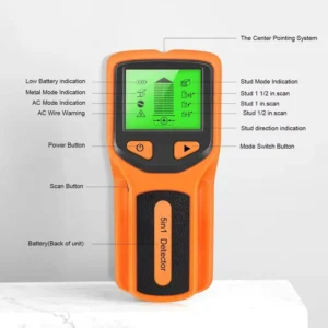 Handheld Digital Wall Detector 5 in 1 Stud Scanner for Live AC Wires PVC Water Pipe Metal Finder Electronic Measuring Instrument