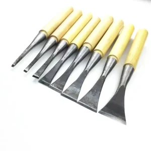 Handmade 6 Piece HSS Woodworking Carving Chisel Set with Straight Tip DIY Steel Tools Wood & Steel Handles