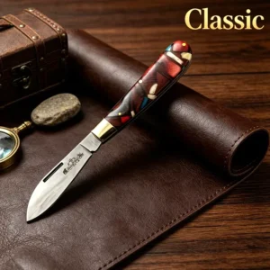 Handmade Beef Bone Resin Handle 440C Steel Outdoor Folding Knife Hunting Camping EDC Pocket Tool Can Be Customized