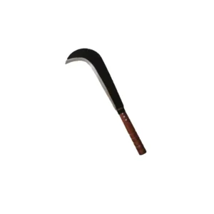 Hard Agricultural Sickle with Wood Handle and Black Oxide Finish for Chopping and Splitting Small Logs
