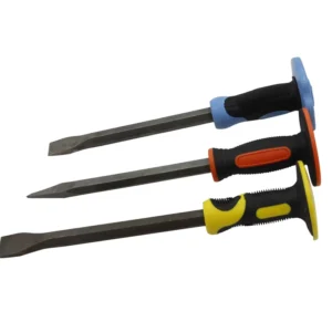 Heavy Duty 12 Inch Chisels Set With Hand Protection Point Chisel and Flat Chisel for Demolishing Masonry Carving Concrete Break