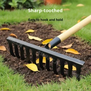 Heavy Duty Agricultural Multi function Spiral Rake with Manganese Steel Head 1.2m Wood Handle 7 16 Tines for Farm Use