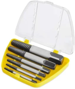 Heavy Duty Durable 6 Pcs Screw Extractor Set Damaged Spiral Screws Bolt Remover with Plastic Storage Case