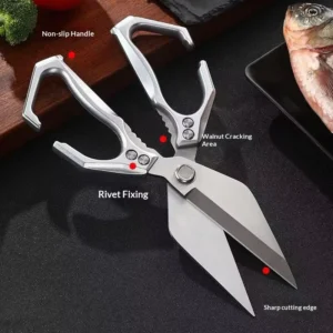 Heavy Duty Non-Slip Comfortable Handle Sharp Multifunctional Kitchen Poultry Shears Stainless Steel Food Chicken Bone Scissors