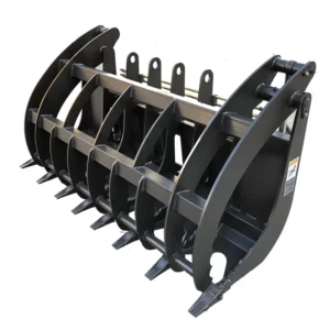 Heavy Duty Skid Steer Root Rake Grapple Attachment for Land Clearing and Forestry Debris Removal