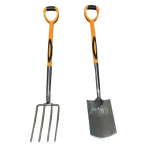 Heavy Duty Style Polished Stainless Steel Garden Fork Shovel Spade with Long Anti Slip Handle From Original Manufacturer