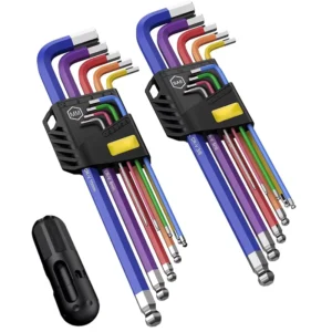 Hex Key Allen Wrench Set 18PCS Metric SAE Allen Key Set Ball End CRV S2 Steel 1.5mm 10mm 1 16 3 8 for Vehicle Bicycle Repairs