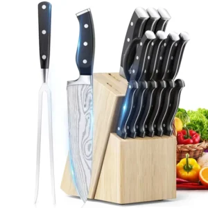 High Carbon Stainless Steel Damascus Pattern Forged Handle Sharpening Chefs Kitchen Knives Kitchen Knife Set