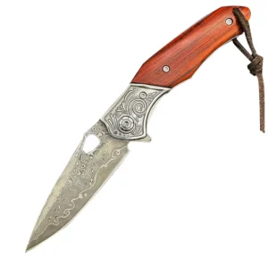 High Hardness Damascus Steel Mini Folding Knife for Outdoor Self Defense Portable Fruit Knife for Fishing