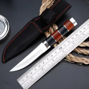 High Hardness Outdoor Survival Multi Functional Hunting Knife Portable Wooden Handle Small Straight Knife
