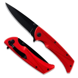 High Hardness Stainless Black Blade Red Handle Folding Pocket Knife Portable Outdoor Survival EDC Cutting Tool OEM Source