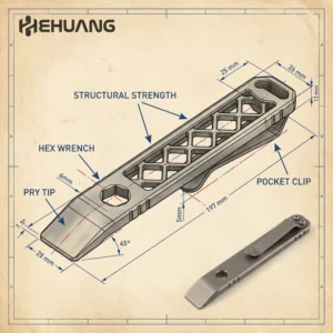 High Precision CNC Machined Titanium Pry Bar Multi functional EDC Tool Pocket Gear Service