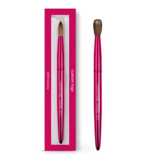 High Quality 100% Kolinsky Acrylic Brush Hot Pink Metal Nail Art Brush Crimped Round Acrylic Nail Brush #16 #18