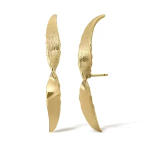High Quality 18K Gold Plated Brass Jewelry C Shaped Long Size Sickle Shape Earrings