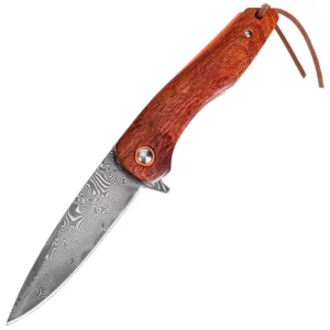 High Quality 86 Layer Damascus Steel Folding Knife with Wood Handle Industrial Grade Non Adjustable for Camping Hunting Fishing