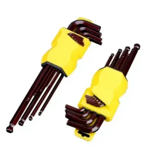 High-Quality Bronze CRV Hex Key Set HRC58-60 Hardness 9-Piece Metric Allen Wrench Set for Furniture Assembly & Bike Repair