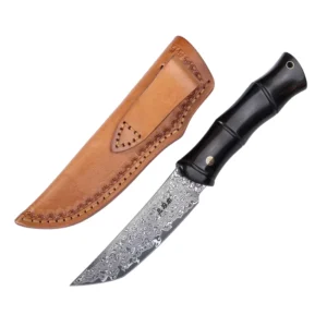 High Quality Carbon Damascus Steel Fixed Blade Hunting Knives Handmade Outdoor Survival Hunting Knife With Sheath