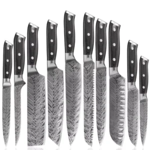 High Quality Japanese Kitchen Chef Knives Set Damascus Hunting Knife Stainless Steel Kitchen Knives Custom Gift Box