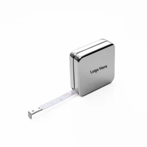 High Quality Metal Tape Measure 1m Silver Plated Metal Square Pocket Measuring Tape for Global Brand and Promotional Gifts
