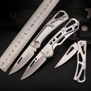 High Quality Mirror Light Blade Stainless Steel Mini Folding Knife with Steel Shank