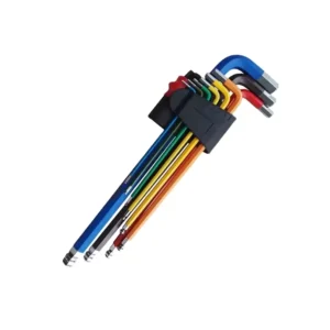 High Quality OEM 9PCS Multi Color Long Arm Ball End Chrome Vanadium Steel Allen Hex Key Set Cr V Material