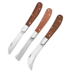 High Quality Stainless Steel Blade Foldable Wood Handle Garden Plant Cutting Knife Foldable Grafting Knife for Plant