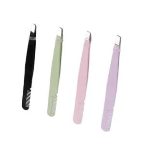 High Quality Stainless Steel Eyelash Clip Eyebrow Tweezers With Comb Clip Beauty Tool Lash Tweezer