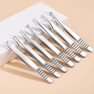 High Quality Stainless Steel Eyelash Tweezers Manufacturer Professional Pointed Tip for Eyebrow Makeup Beauty Tool