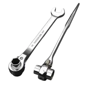High quality Chrome Vanadium Steel Metric Measuring 6 32mm Industrial OEM Double End Serrated Jaw Mirror Polish Mechanics Wrench