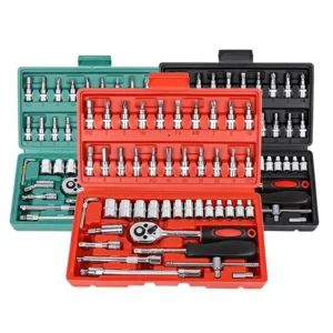 Holgenvy 46Pcs OEM 1 4 Inch Drive Carbon Steel Metric Socket Ratchet Wrench Set Hand Tool Kit with Hard Case