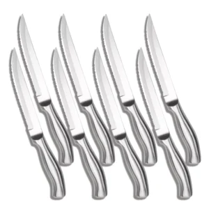 Hollow Handle Steak Knife Set of 8 Mirror Polished 3Cr13 Blades Luxurious 430 Steel Balance Grip Elegant Gift Box