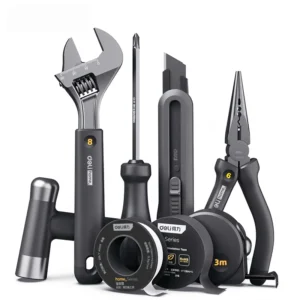 Home Series 8 Piece Tool Set Needle Nose Pliers Tape Measure Claw Hammer Dual Use Screwdriver Adjustable Wrench