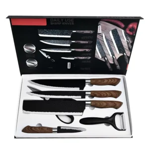 Home Use Professional Forged High Quality Stainless Steel 6 Piece Chef Knife Set With Non Slip Handles