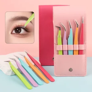 Hot Selling Beauty Tools Candy Color Durable Stainless Steel Professional Nippers 10mm Pointed Smooth Lash Extension Tweezer
