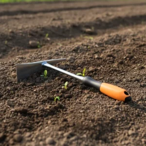 Household Hand Tool Small Garden Weeding Hoe with Rubber Handle and Steel Blade