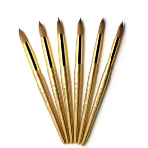 In Stock Custom Logo Pinceles 100% Pure Kolinsky Brush Gold Wood Handle Gel Builder Manicure Brush