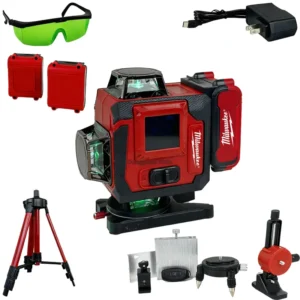 Industrial 360 Self Leveling Green Laser Level with Lithium Battery for Construction & Picture Hanging 12 Lines 1 Year Warranty