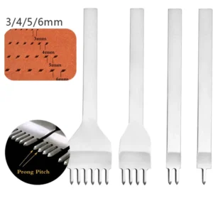 Industrial 6mm Steel Leather Diamond Chisel Sharp Pricking Iron Polished Prongs Leather Hole Punch Stitching Tools Set Craft Kit