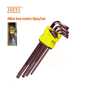Industrial Antique Bronze Hex Key Set Metric 1.5mm 10mm 9Pcs S2 Material Allen Key Metric Set
