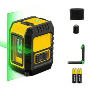 Industrial DIY Grade 2lines Green Self-Levelling Cross Line 16-Dot 2mm Line Width Laser Spirit Level Brightness Adjustment 18650