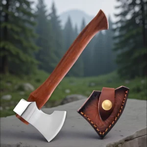 Industrial DIY Medium Kaishan Axe for Outdoor Felling Trees Camping Fishing Survival with Stainless Steel Blade and Wood Handle
