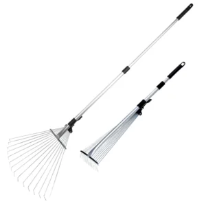 Industrial Grade 9 Tine Children’s Garden Rake Leaf Rake Push Tool for Garden Cleaning