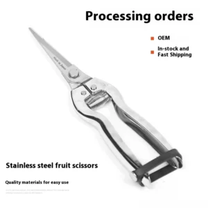 Industrial Grade Stainless Steel Fruit Shears Long Thick Branch Pruner with Plastic Handle for Garden Fruit Tree Pruning