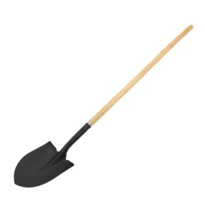 Iron Digging Shovel Head Metal Spade Shovel Long Wooden Handle 500mm Blade Powder Coated Black Warranty for Gardening