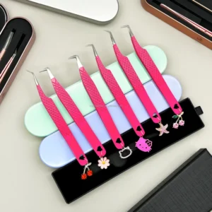 Isolation Diamond Grip Tweezers Fiber Tip Lash Extension Tweezers Stainless Steel