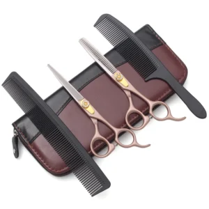 Japanese 440C 4PC Professional Barber Shears Set Hair Thinning Texturizing Scissors Cutting Salon Stylist Case 5.5 6 7 Inch 9105
