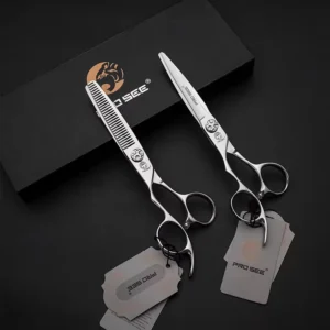 Japanese 440C Left Handed Scissors Set Straight and Thinning Shears Professional Salon Hair Styling Tools